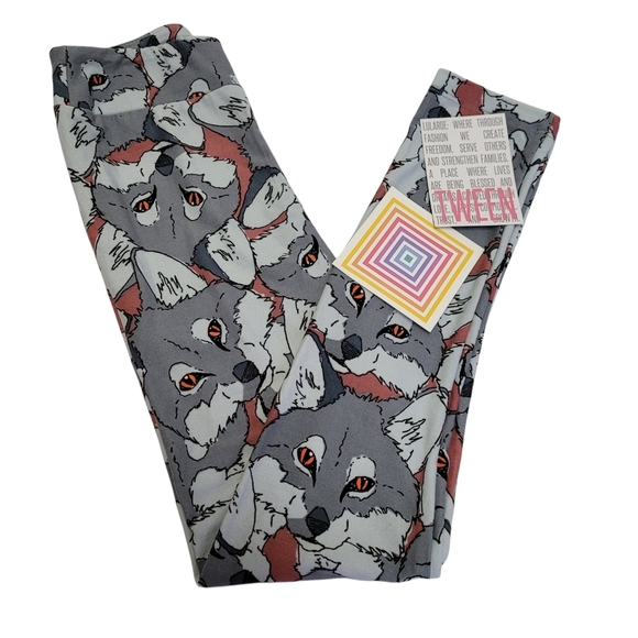Lularoe Gray Wolf Leggings Tween - Picture 1 of 1